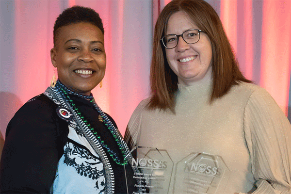 Dr. Fenecia Homan (right) and Nara Martirosyan, her doctoral dissertation advisor, are the recipients of the inaugural J-NOSS Award for Outstanding Article.