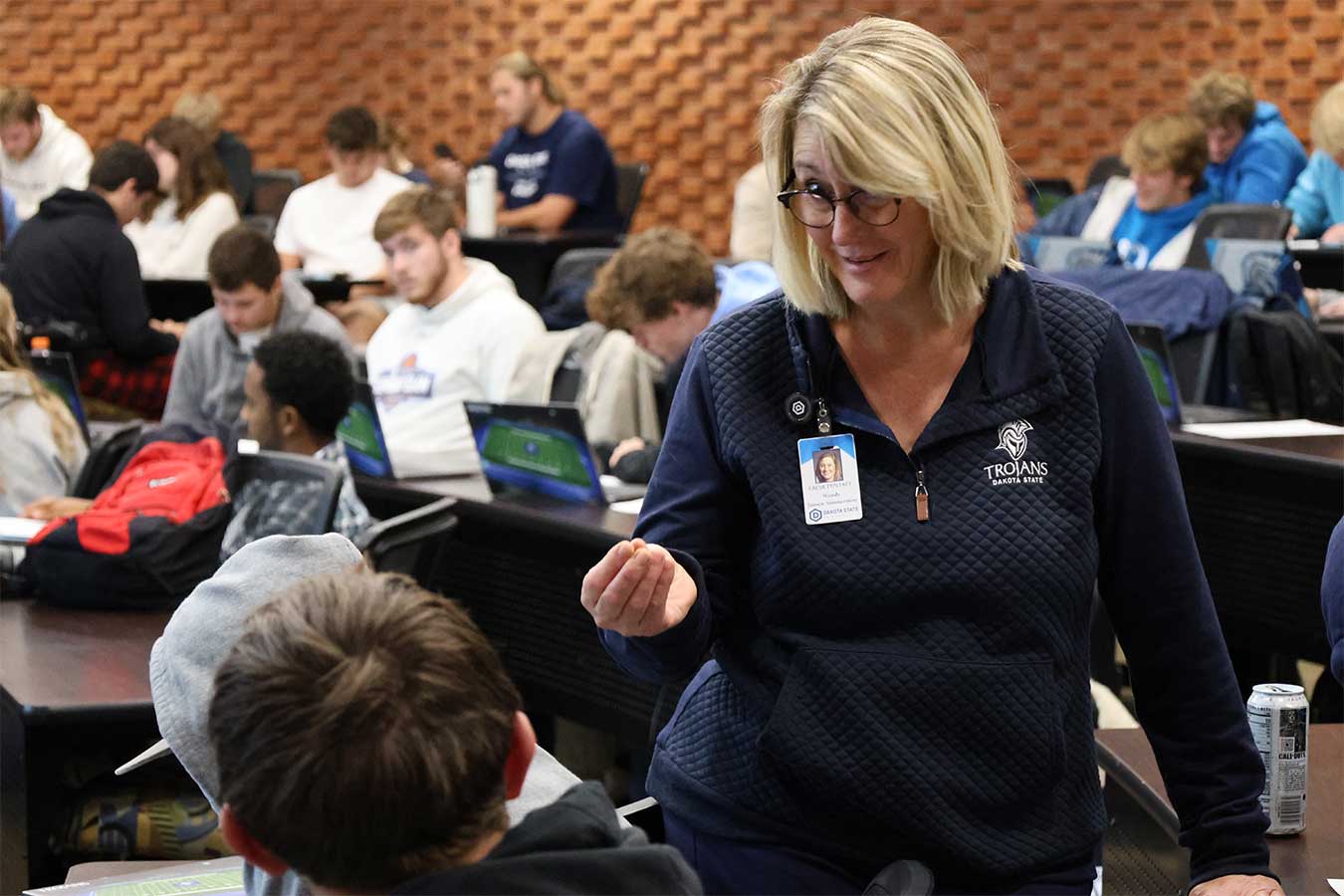 Wendy Simmermon teaching one of her classes in the College of Business and Information Systems.